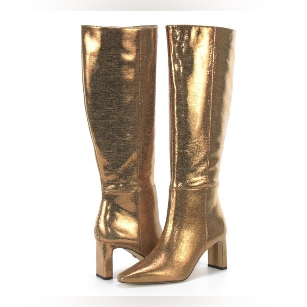 Sam Edelman Gold Heeled Boots with Sleek Design NEW size 6 & 9.5